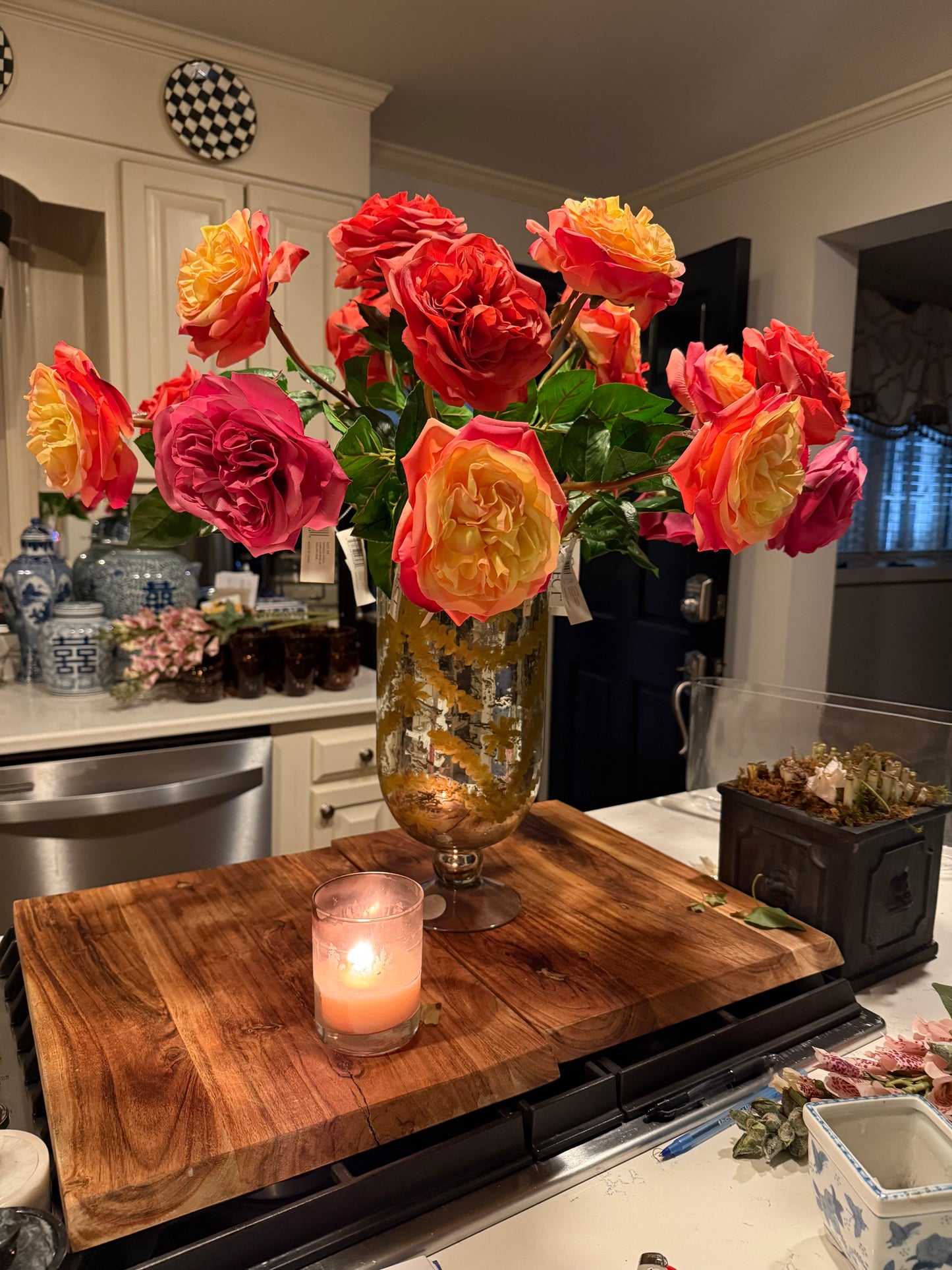 24” Natural Touch Rose - Yellow/Pink