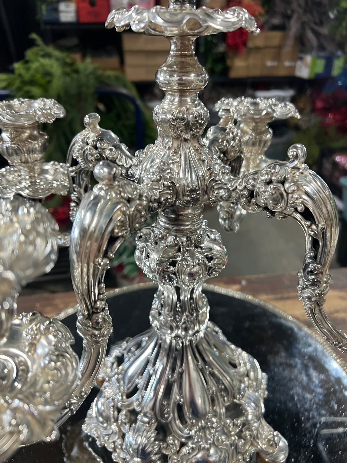 Vintage Silver-Plated 5 Branch Candelabra (1)