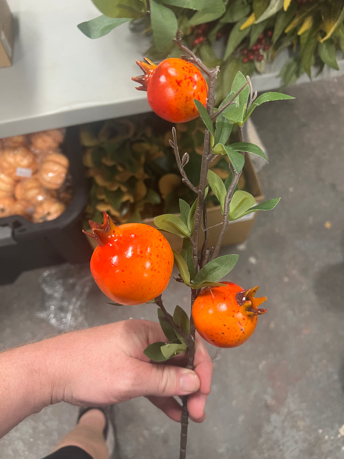 23” Orange Pomegranate Stem