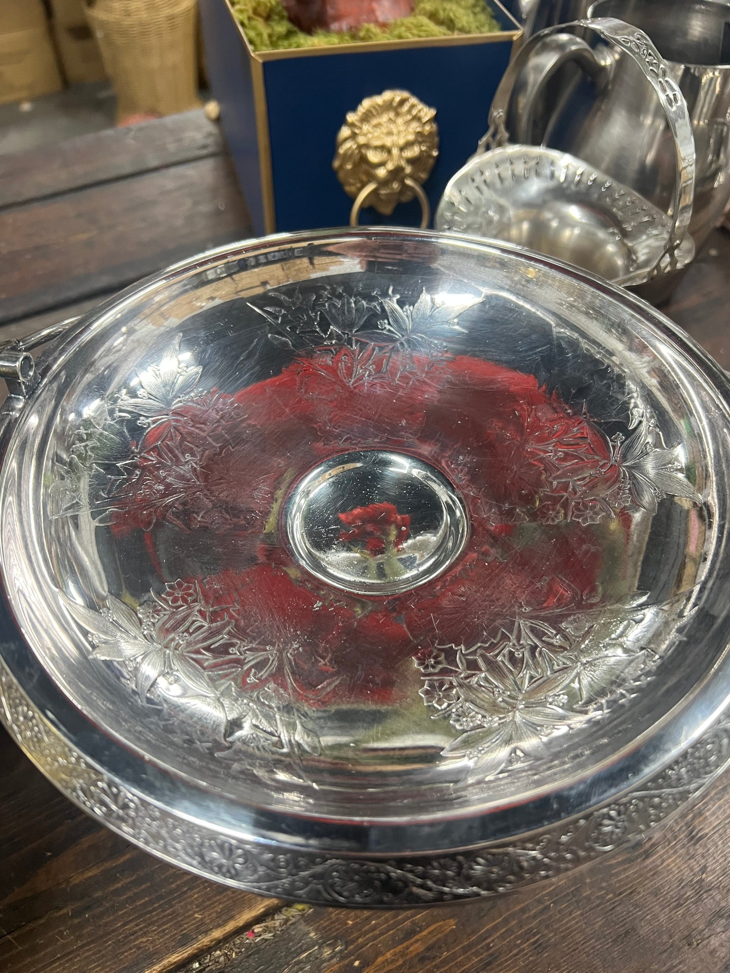 Vintage Silver-plated Relish Pedestal Tray with Handle