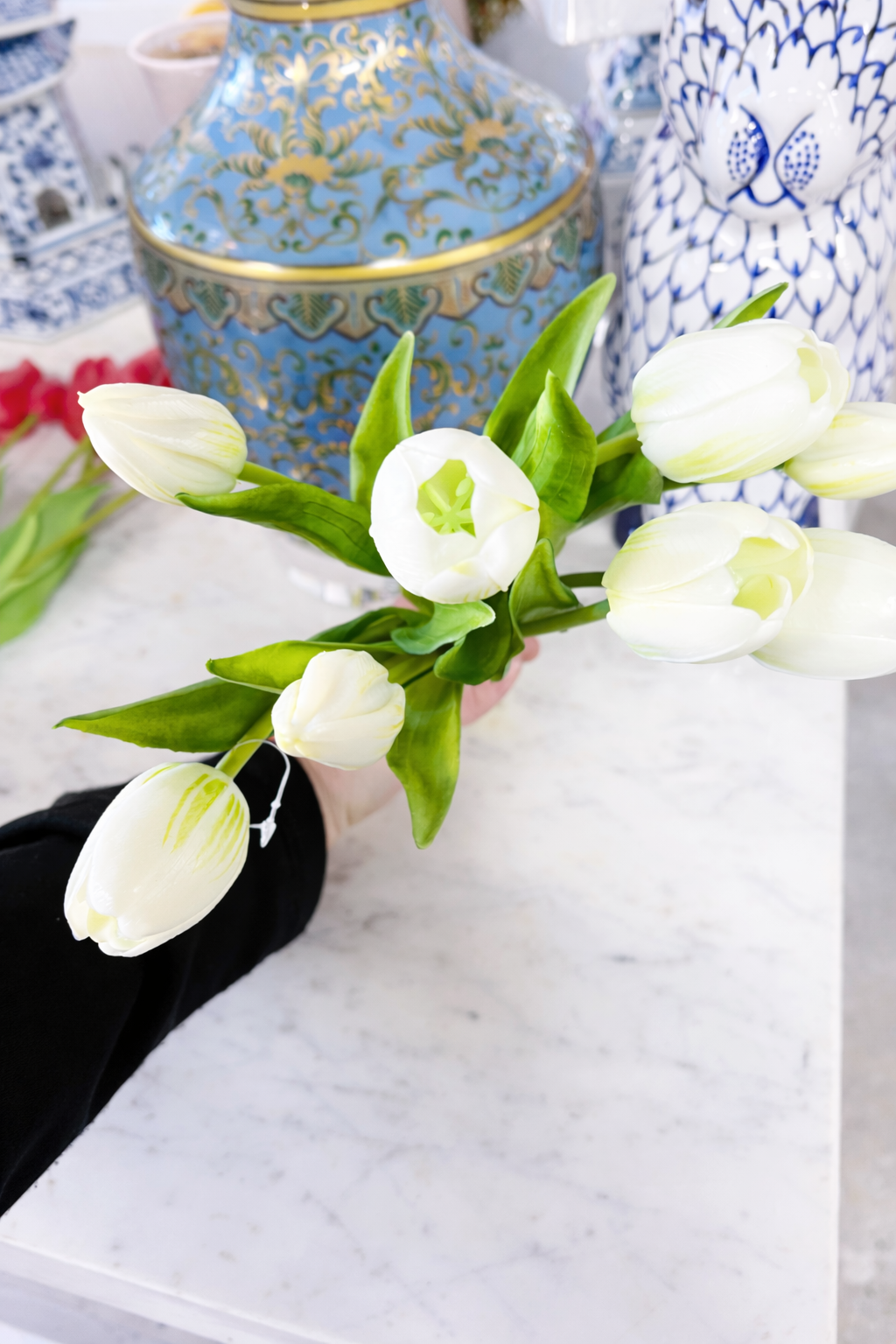 Real Touch Fresh Picked White Faux Tulip Bundle of 8 stems