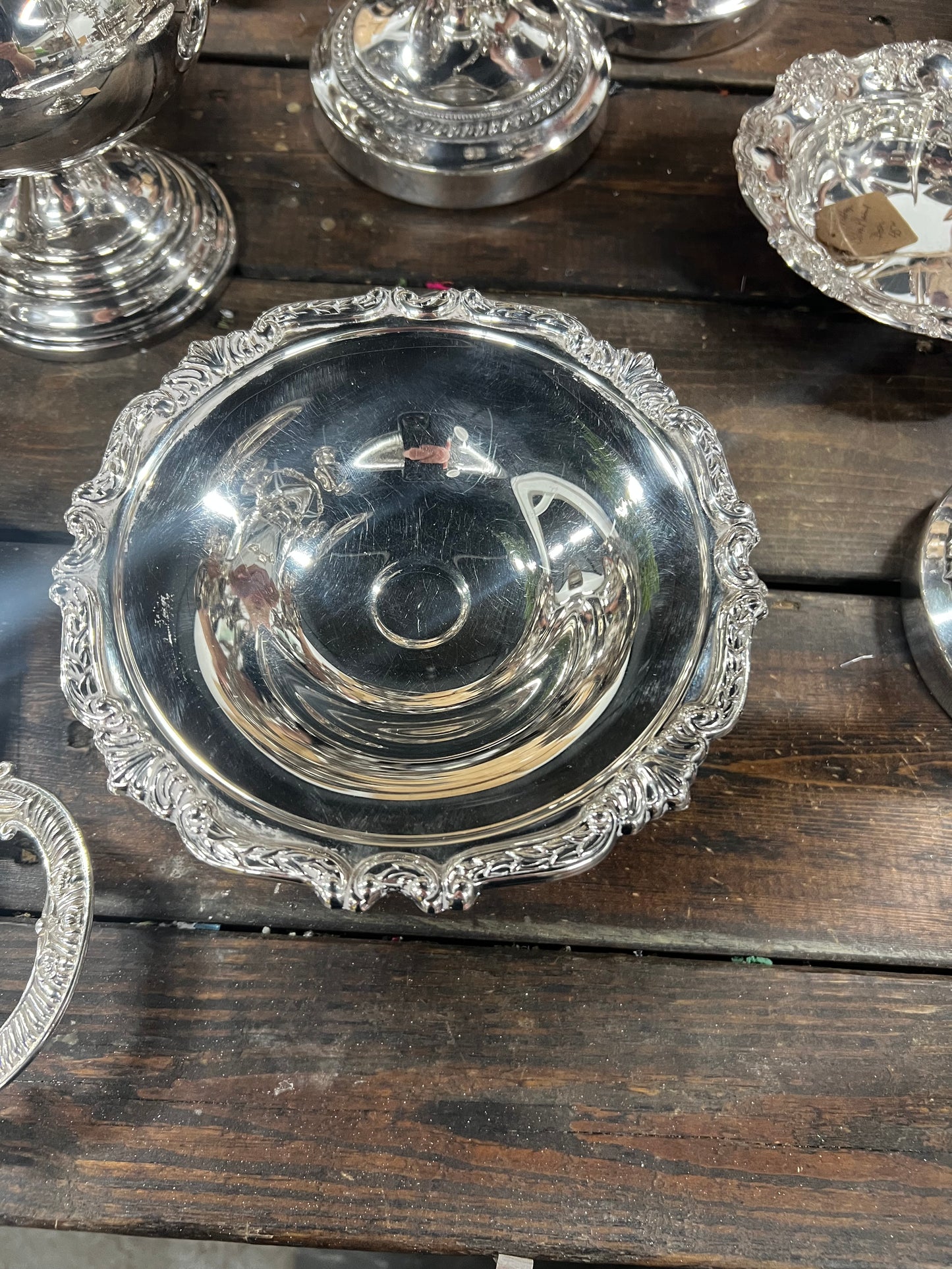 Vintage Silver Plated Scalloped Pedestal Dish