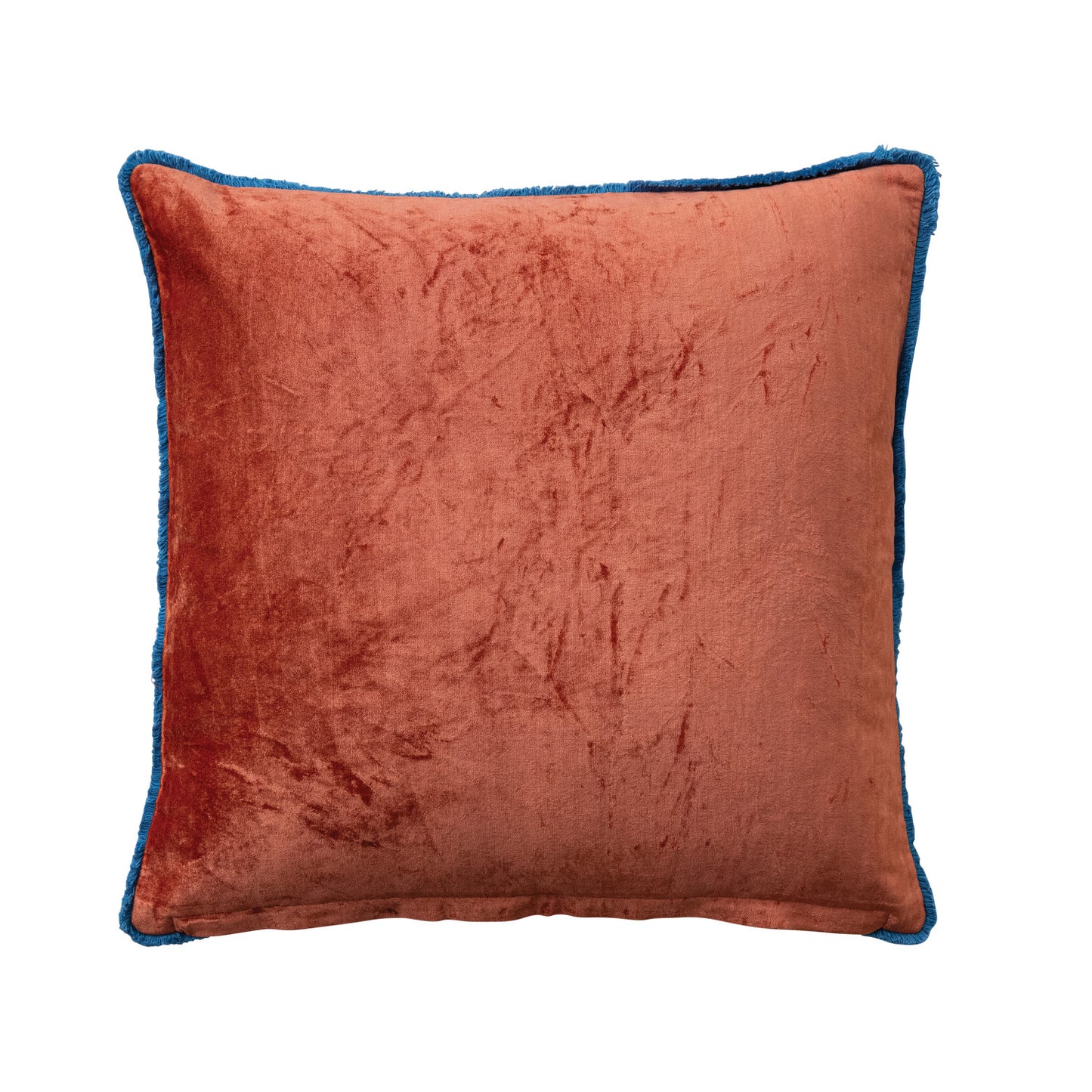 Square Velvet Pillow with Leopard Print Pattern & Tufted Fringe