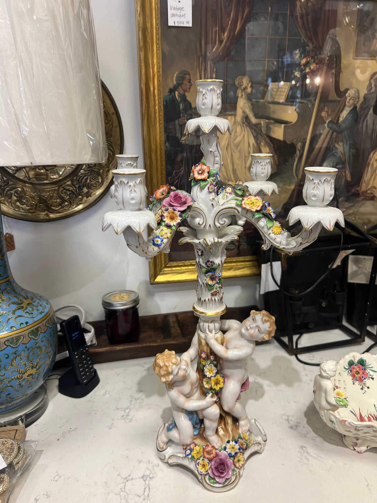 Vintage Porcelain Garden Candelabra (Pick-up Only)