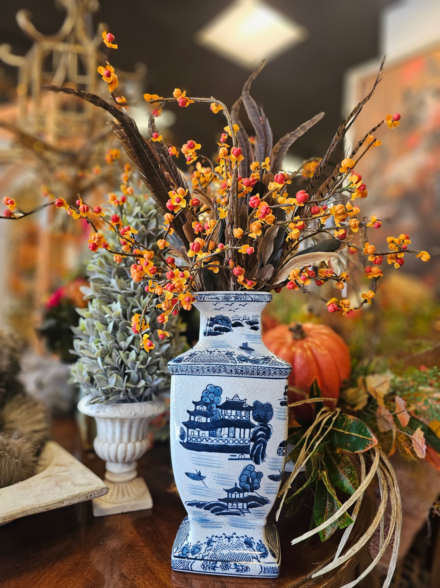 Square Mouth Chinoiserie Vase