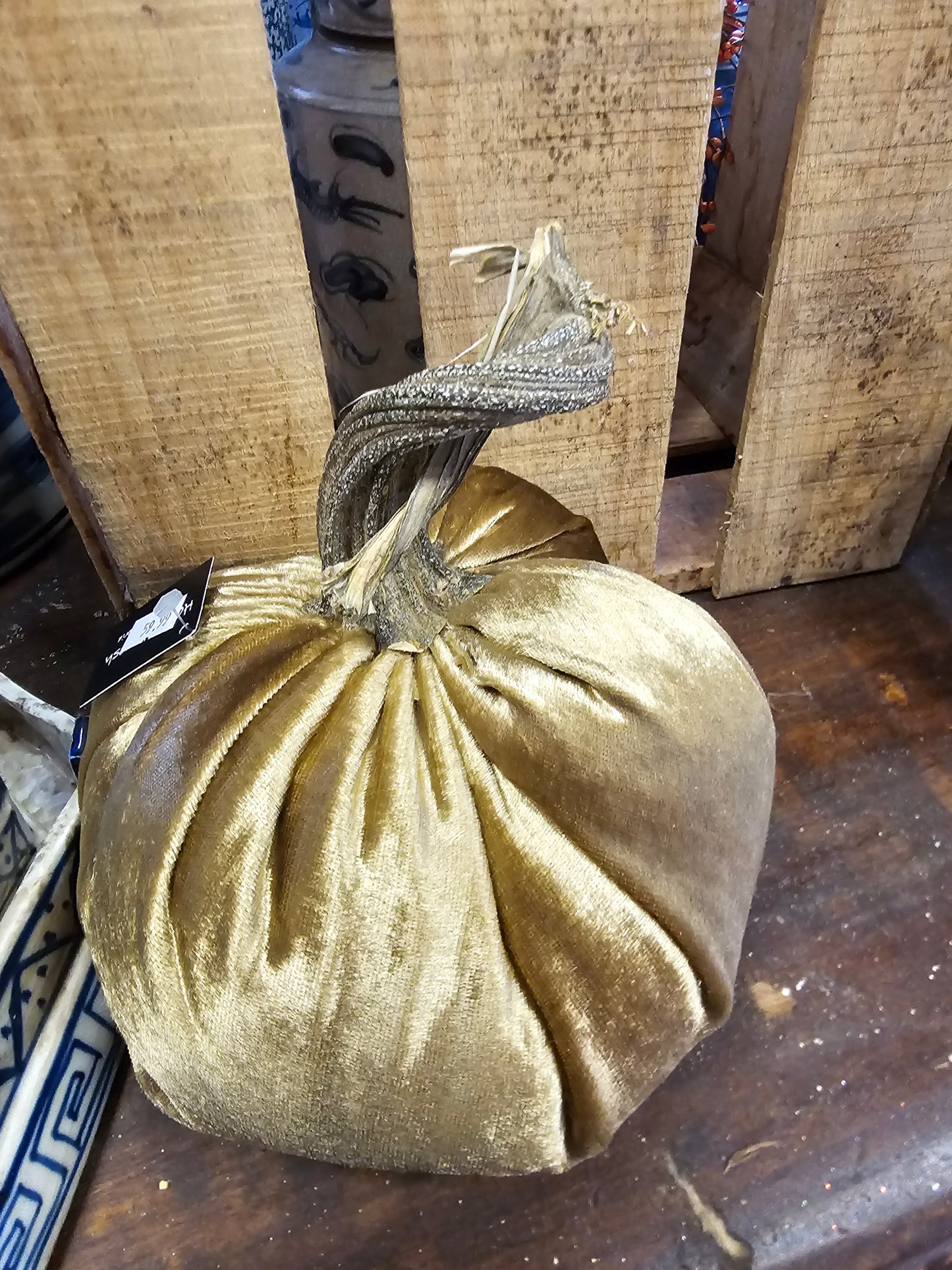 Medium Gold Velvet Pumpkin