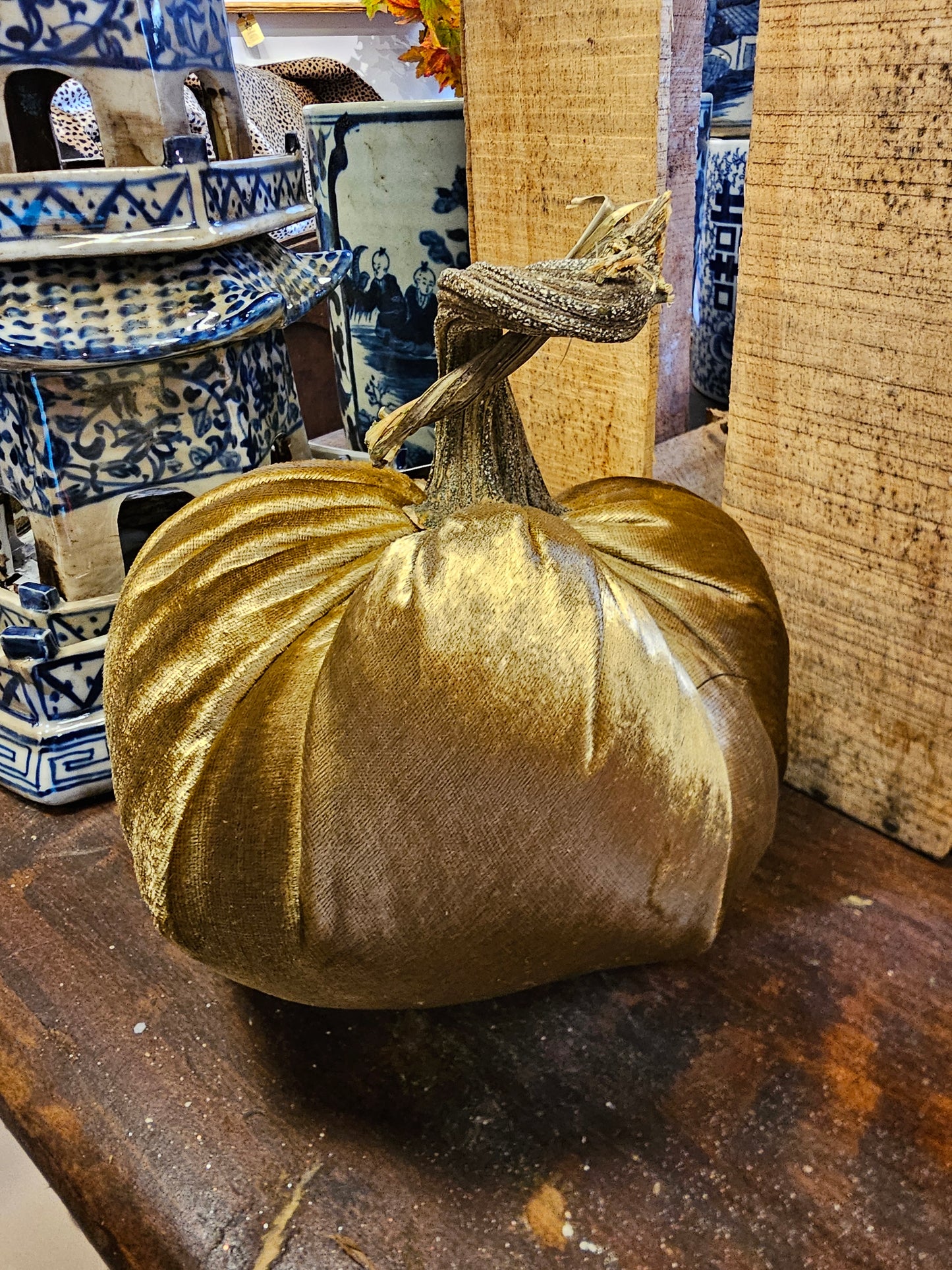 Medium Gold Velvet Pumpkin