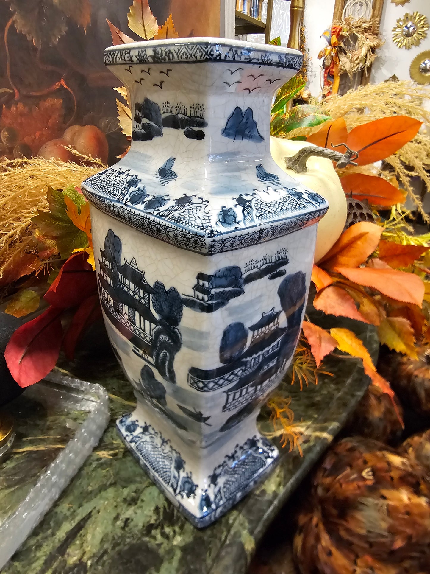 Square Mouth Chinoiserie Vase