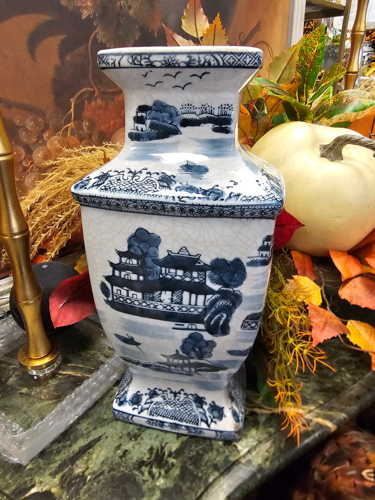Square Mouth Chinoiserie Vase