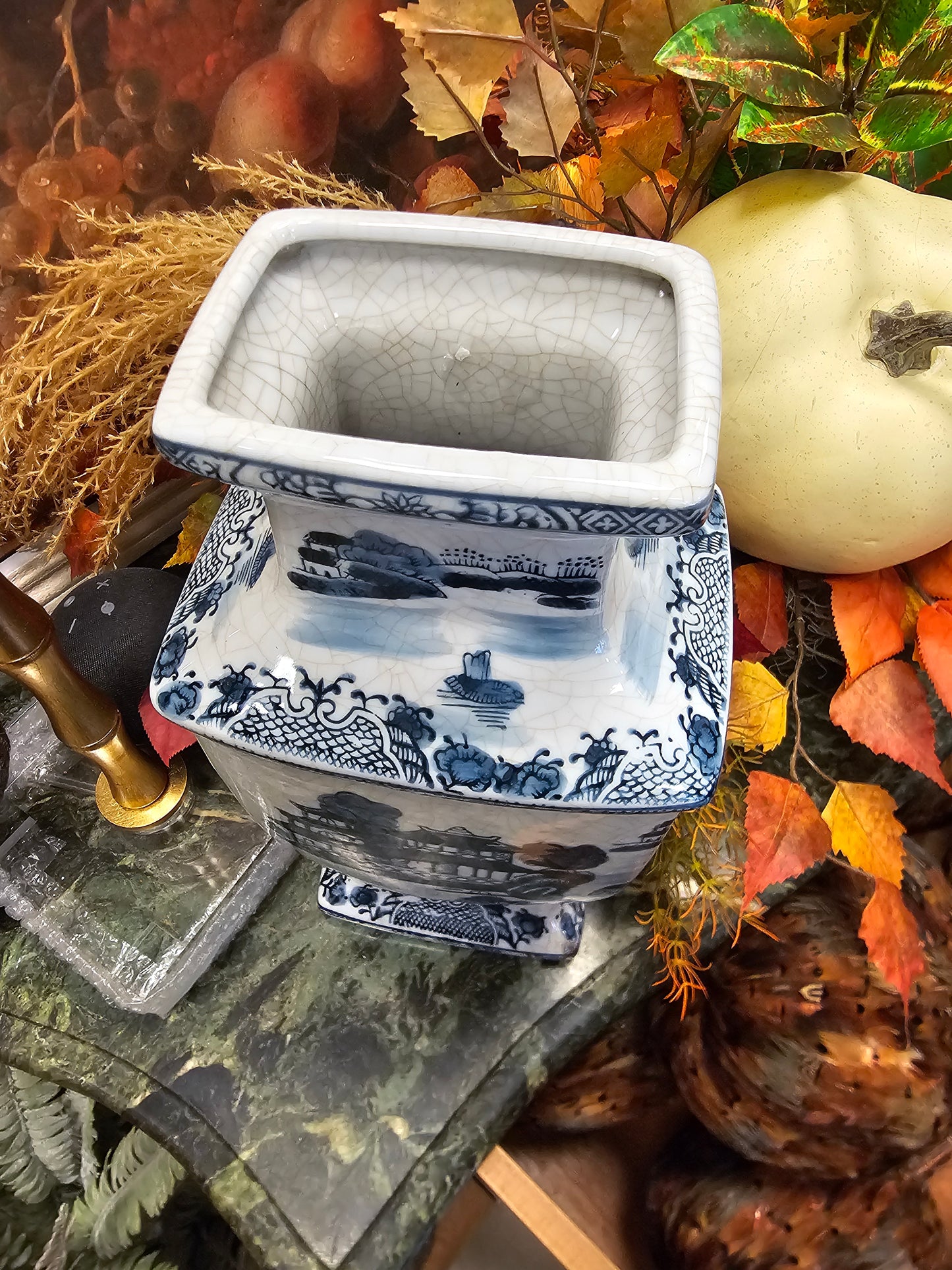 Square Mouth Chinoiserie Vase