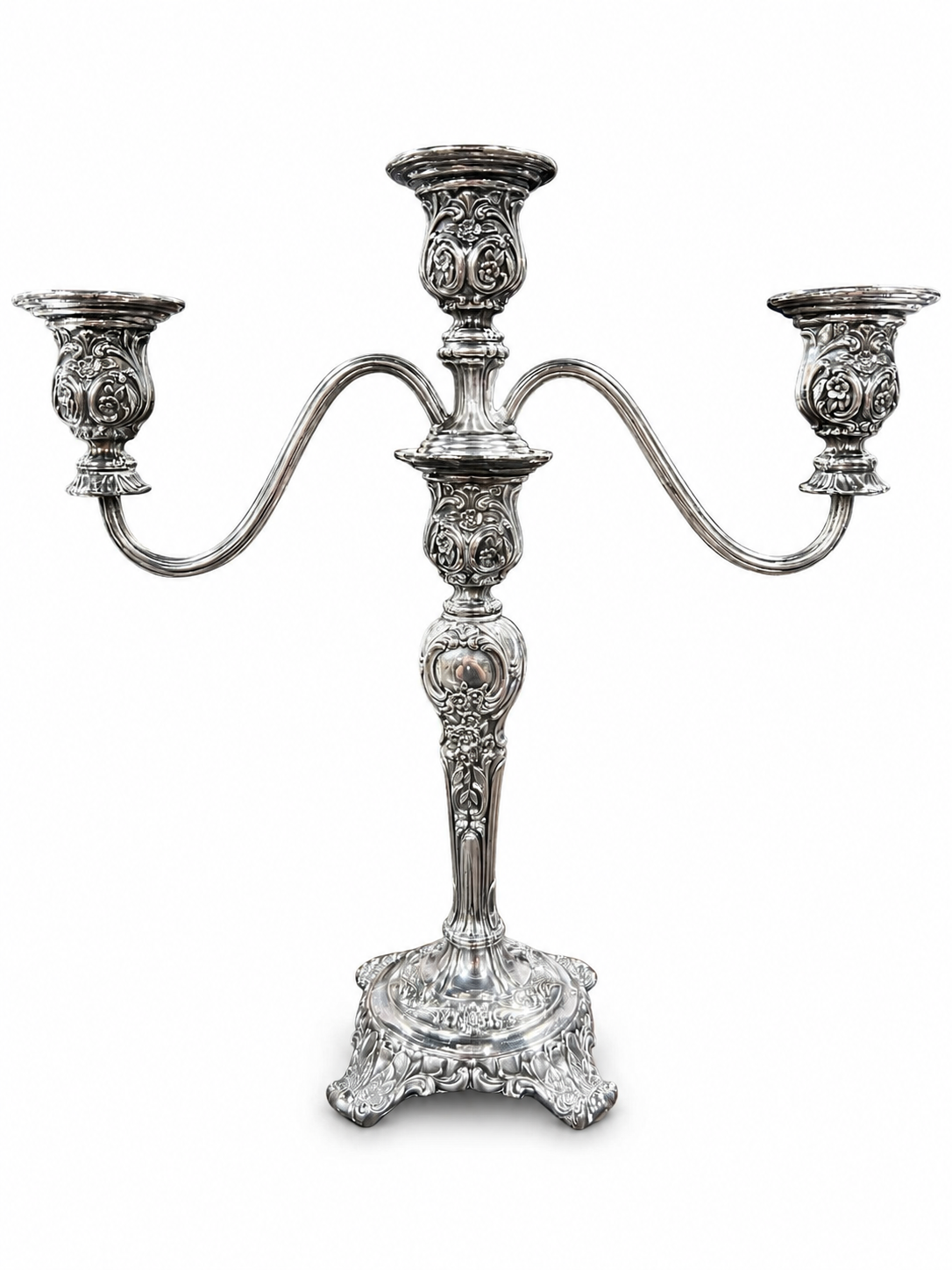 Set of 2 Silver-Plated Triple Candelabra