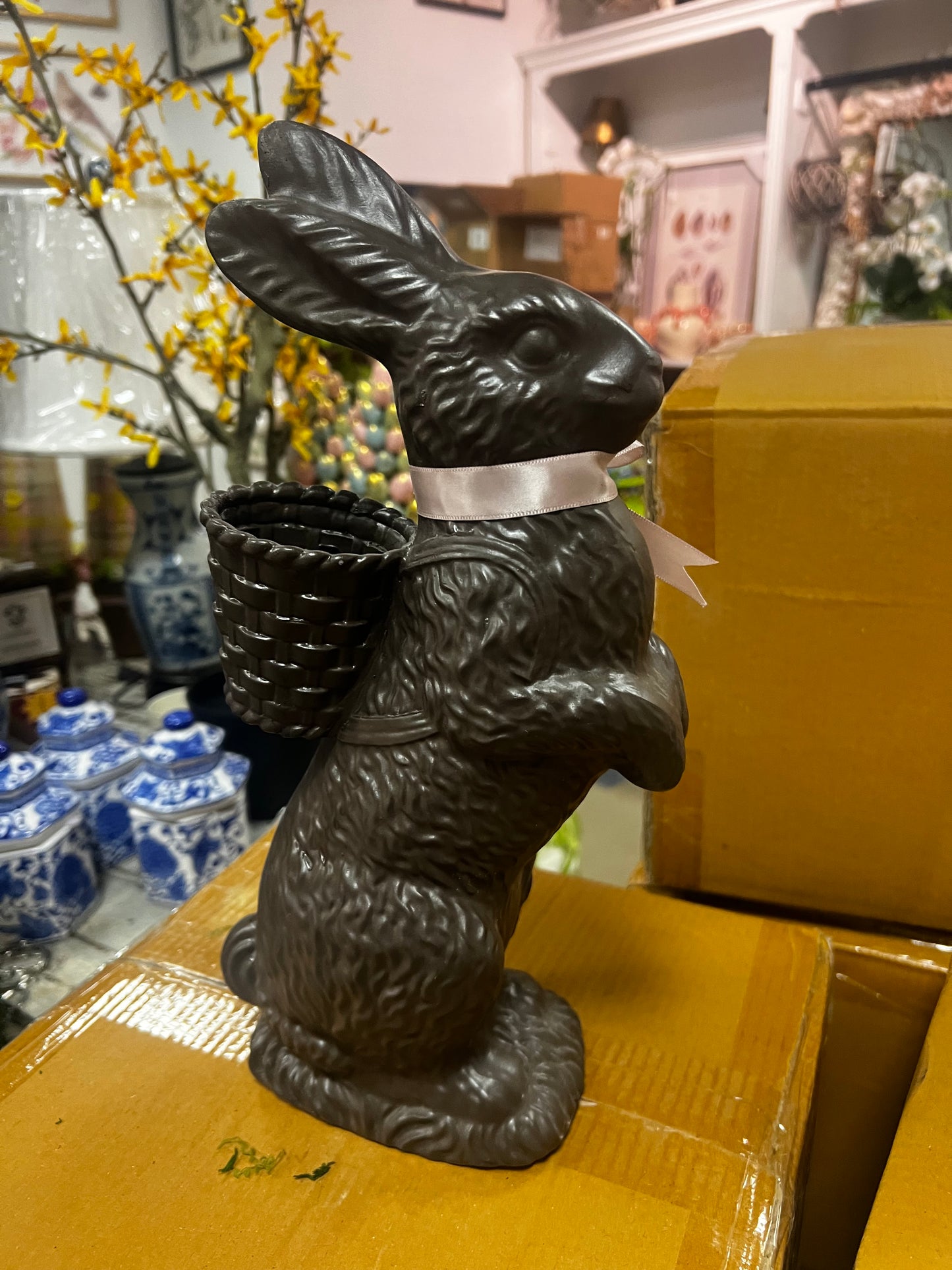 14 inch resin chocolate bunny