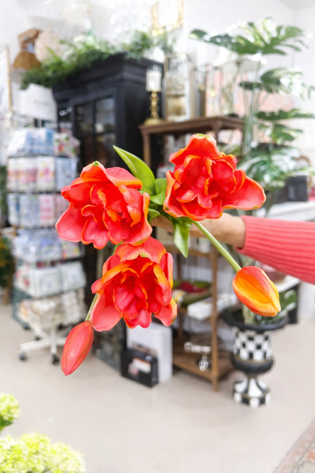 Real Touch Coral with Warm Orange long Tulip Bundle