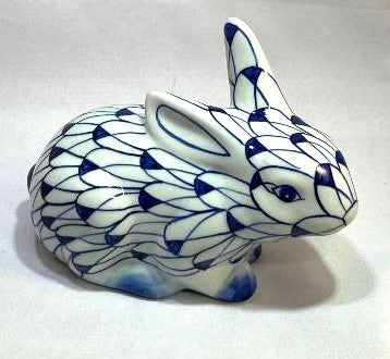 Blue and White Bunny, ear down