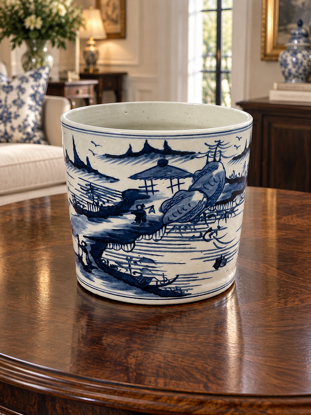 Blue & White Town Decanter