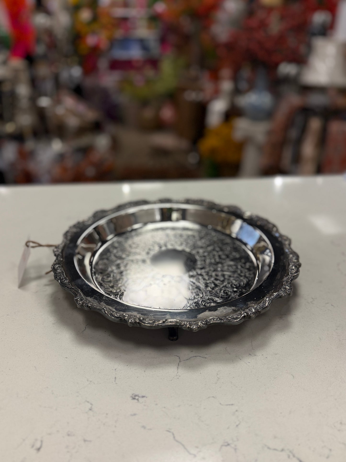 Silver plated footed serving tray
