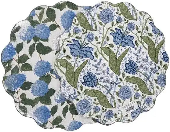 Set of 4 Blue Hydrangea, and Floral Reversible Placemats