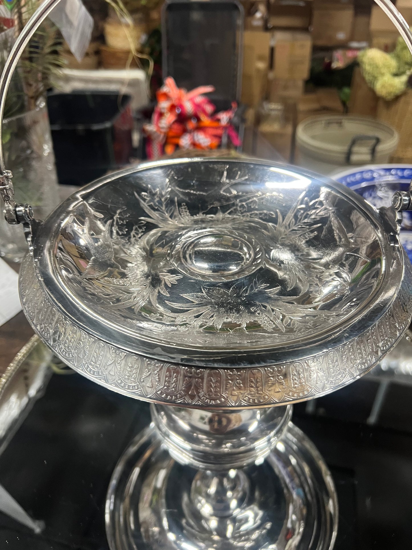 Vintage Silver-Plated Bridal Basket