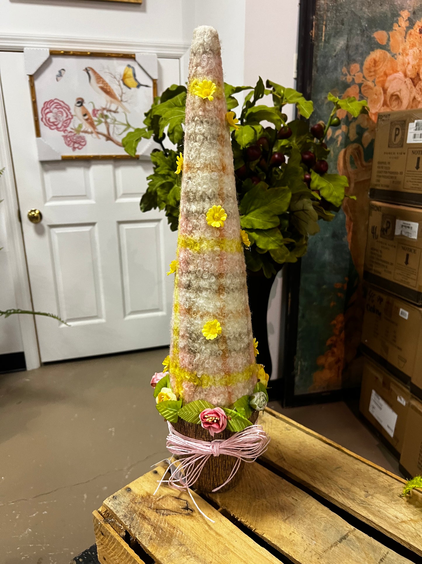 21 inch orange plaid tree cone