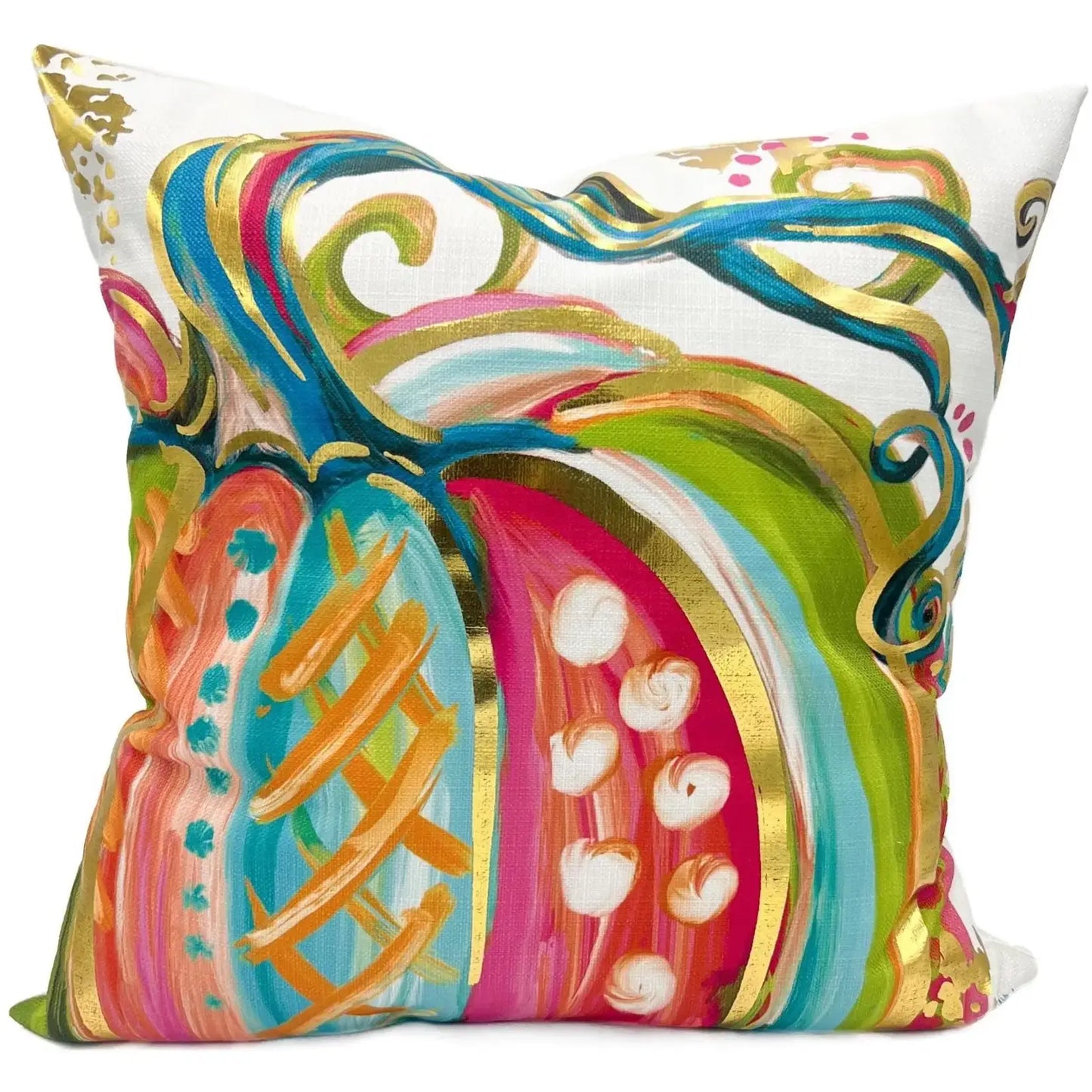 Golden Colorful Pumpkin Pillow