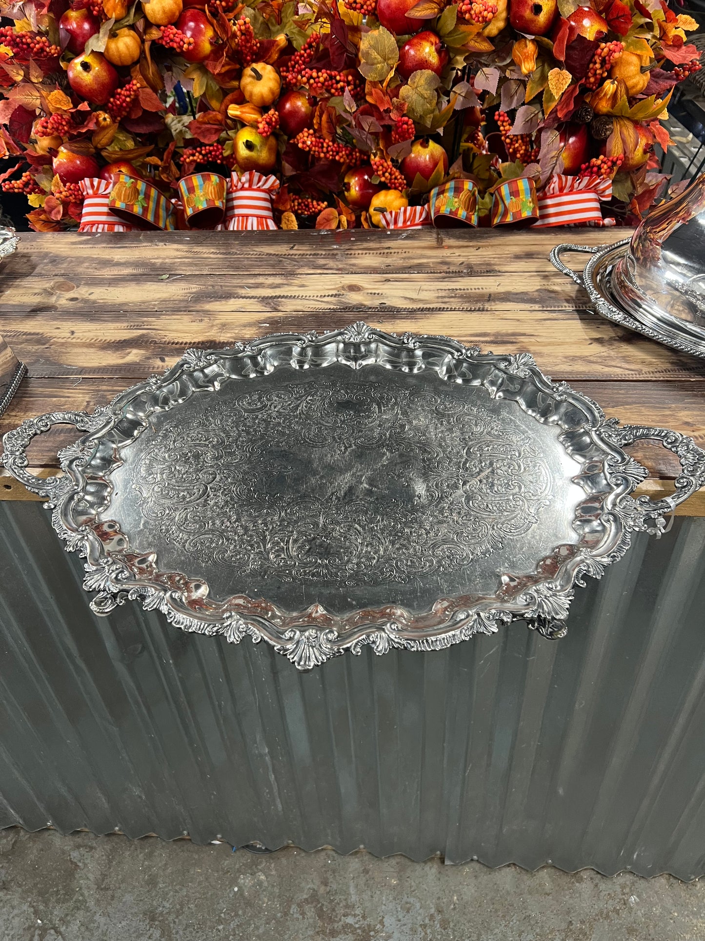 Vintage silver plated meat dome with Platter (3)