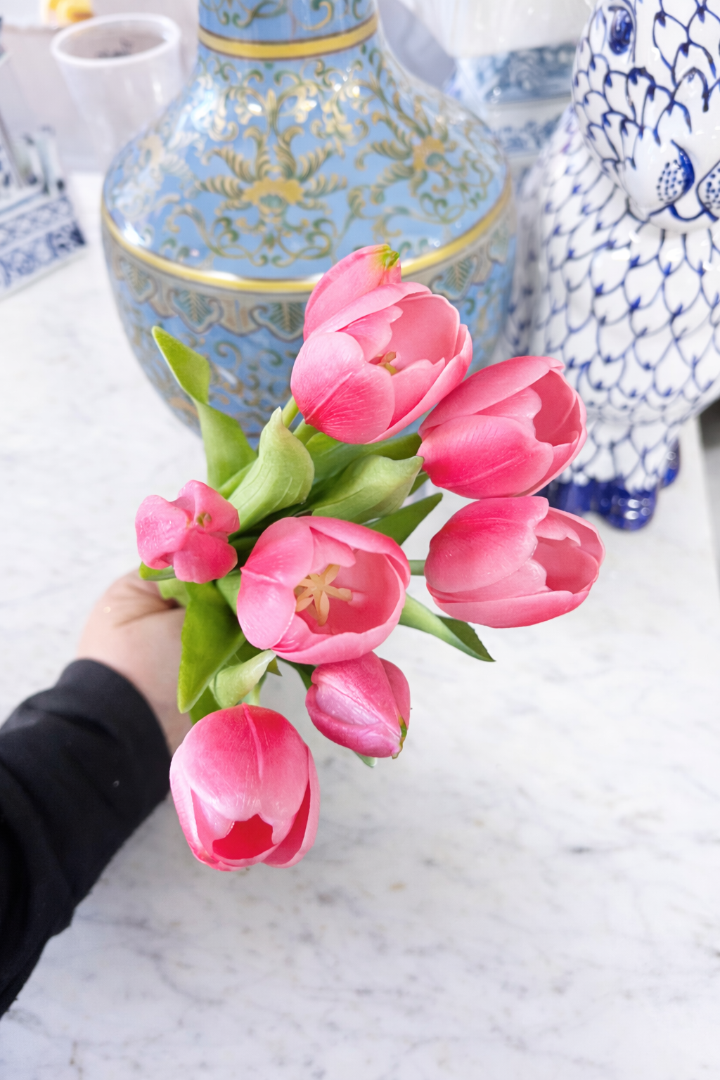 Real Touch Fresh Picked Pink Faux Tulip Bundle of 8 stems