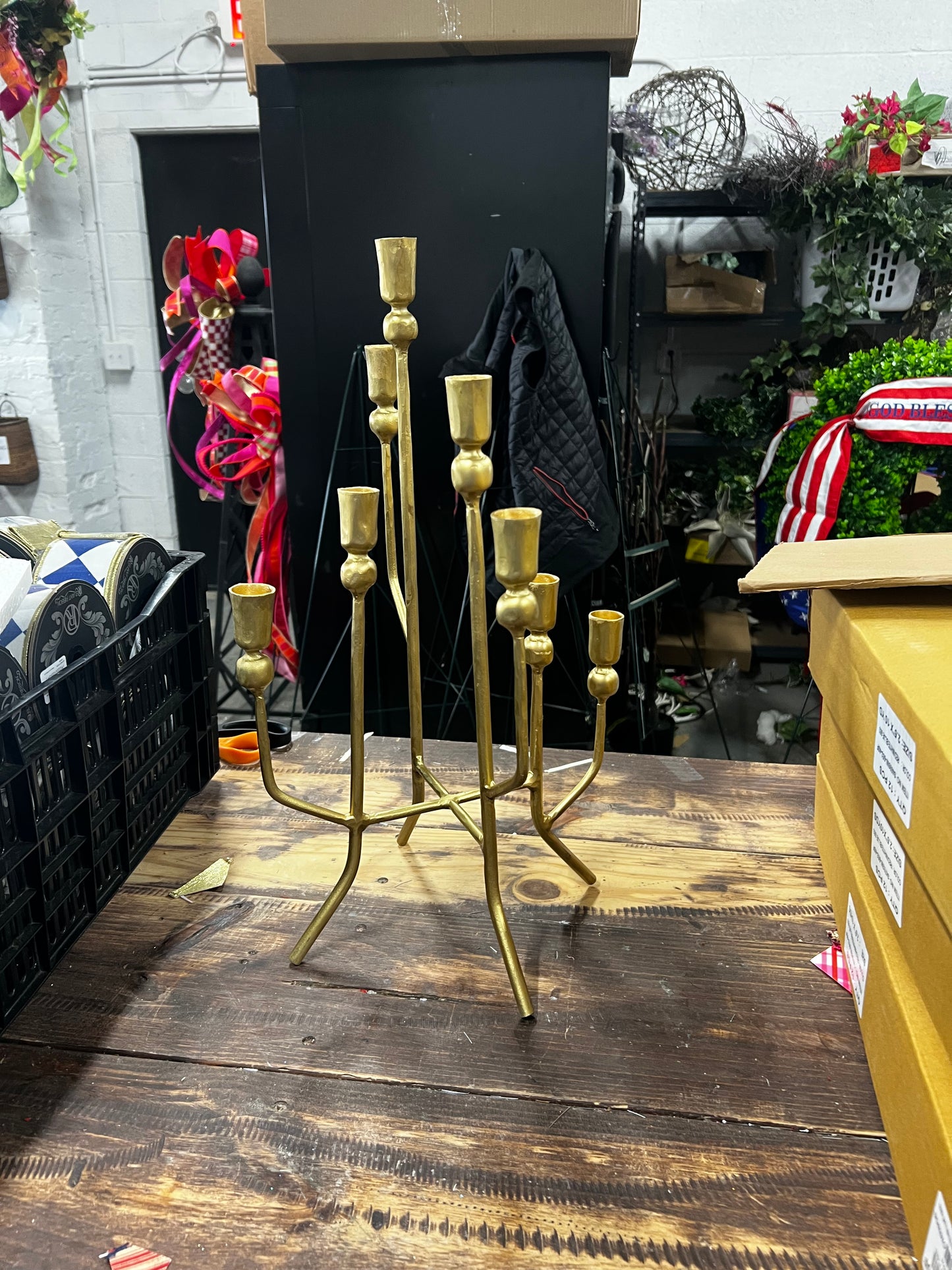 Eight Taper Candelabra- Antique Brass