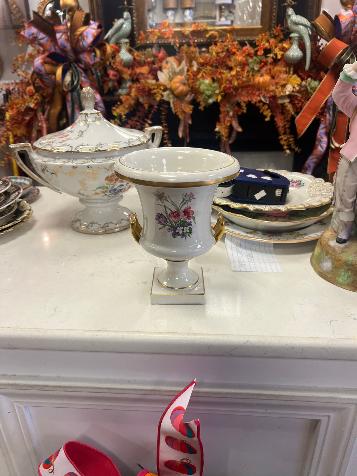 Gilded Tulip Porcelain Urn