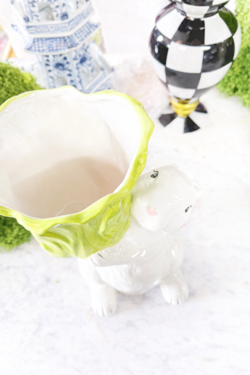 Bunny holding Cabbage Planter