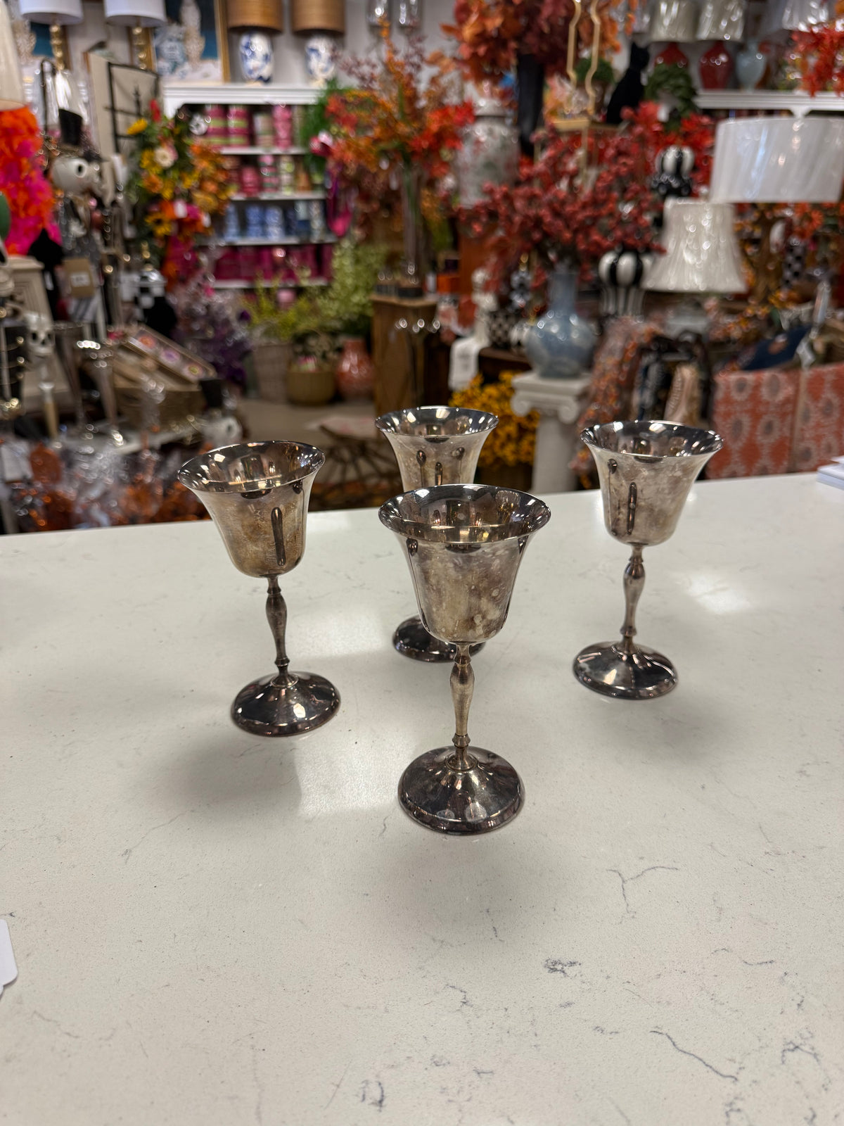 Silver plated cordial goblets