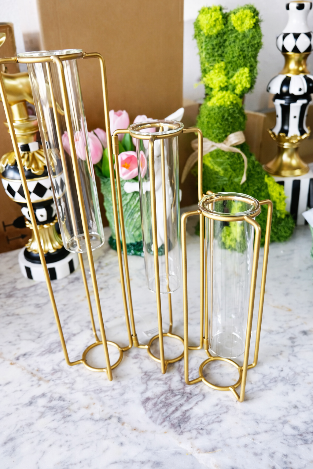 Glass Cylinder Vases on Stands