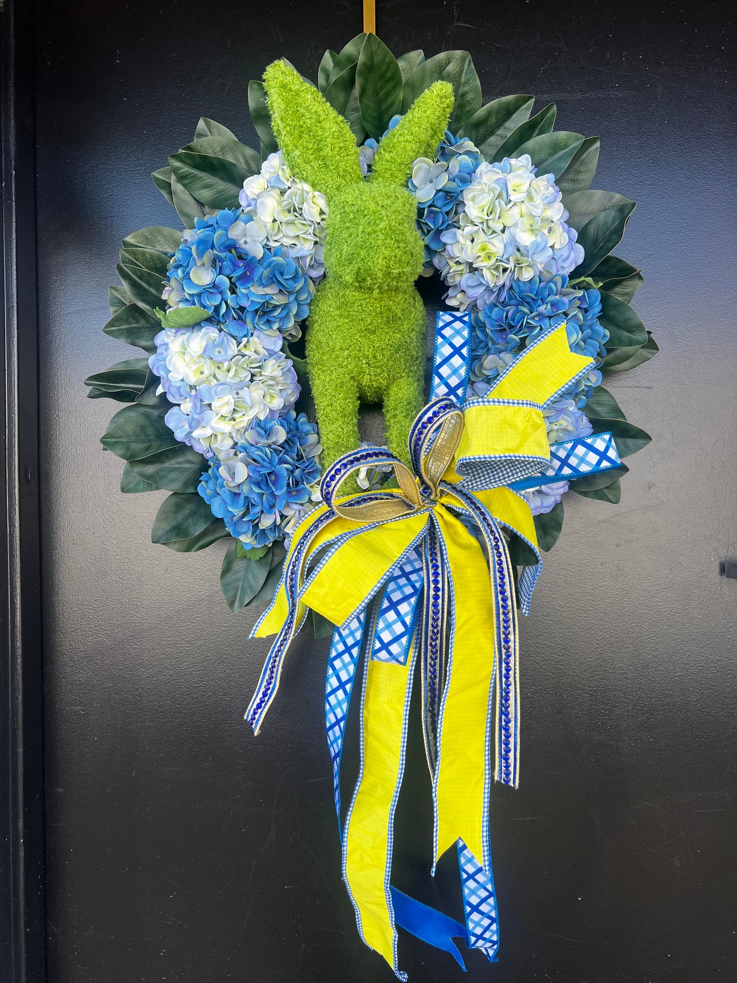 Blue Bunny in Bloom Wreath