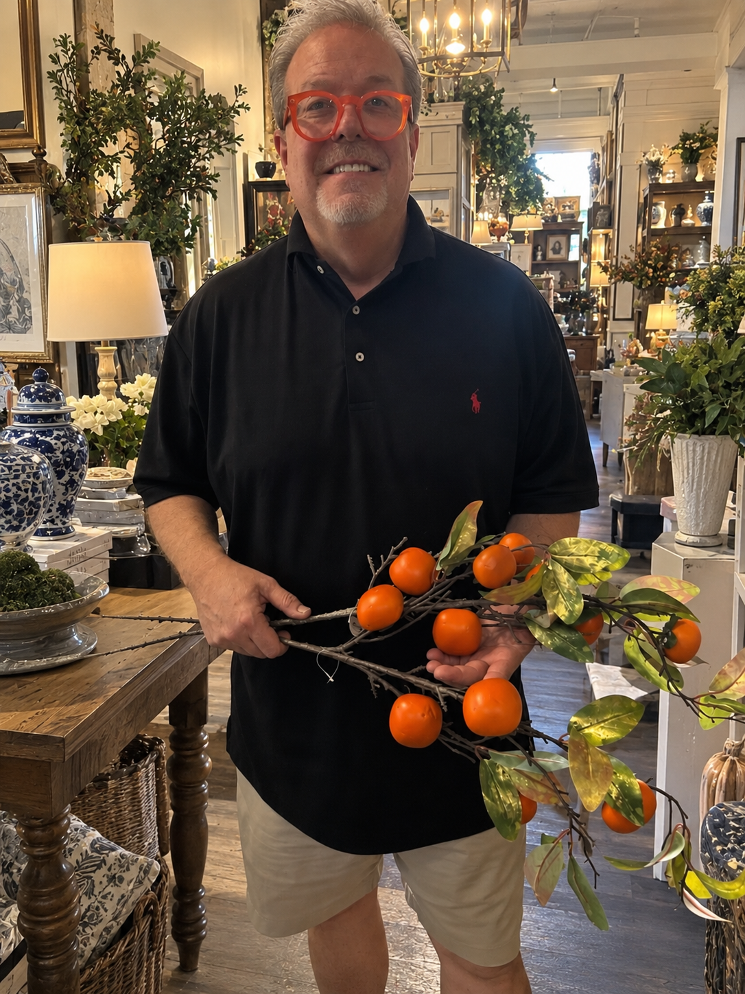 36” Southern Gilded Persimmon Spray