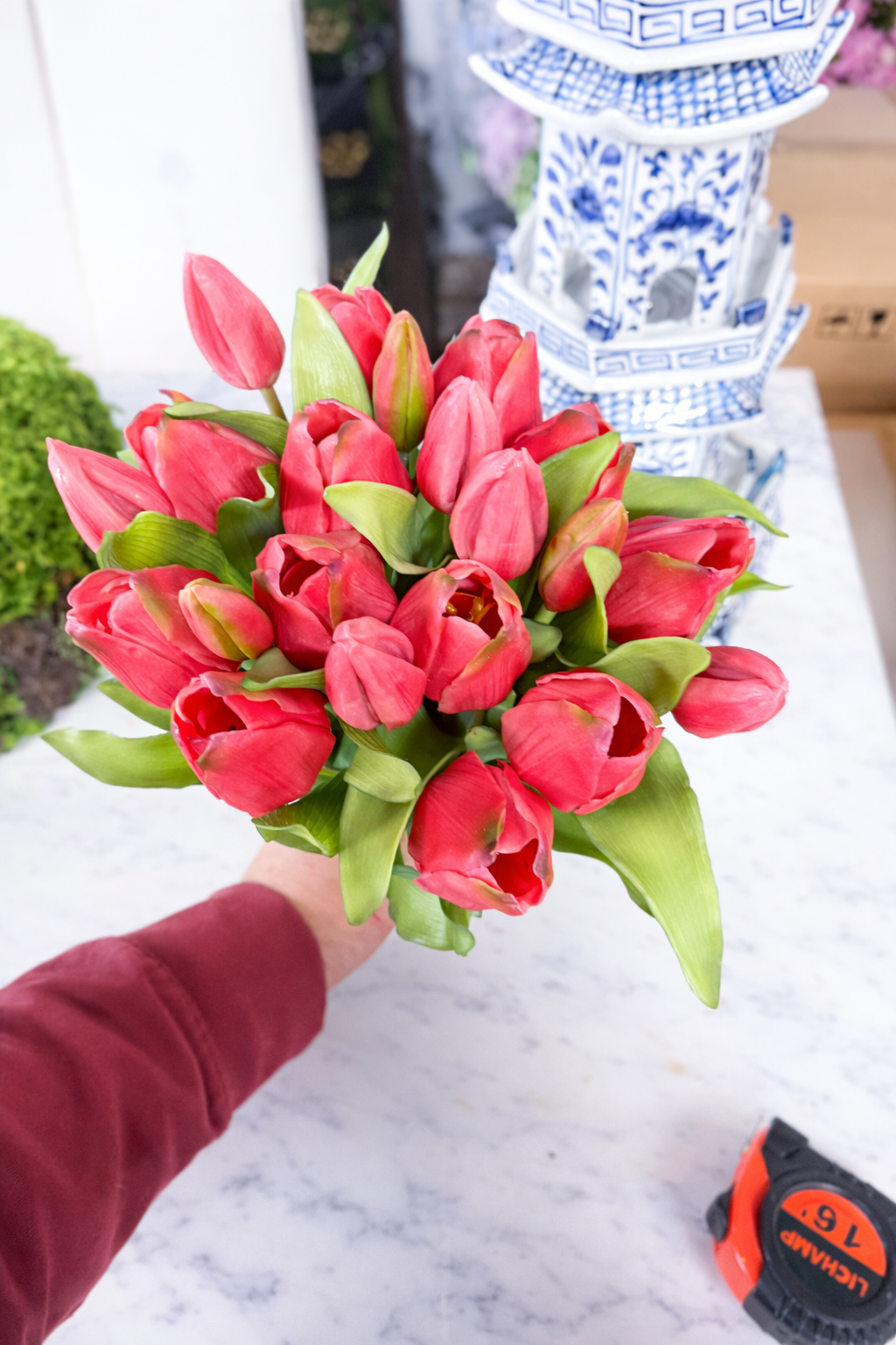 Real Touch Tulip Bundle Dark Pink Bouquet