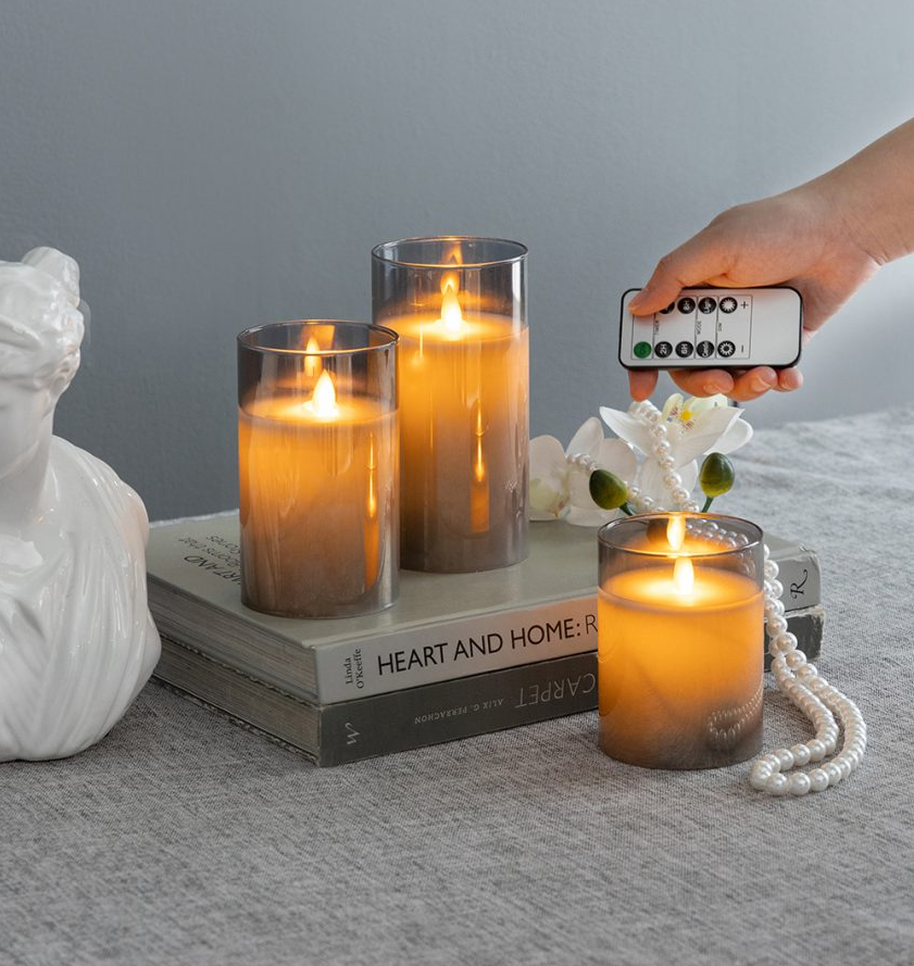 REAL FLAME-EFFECT LED WAX CANDLES W/ REMOTE TIMER