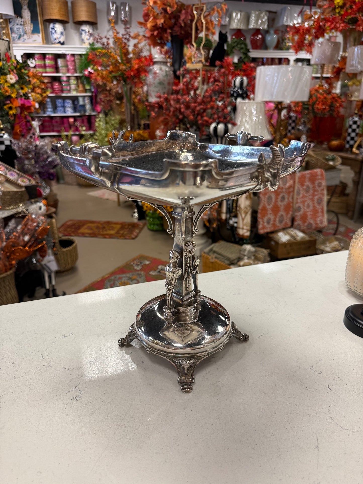 Antique silver plated figural centerpiece