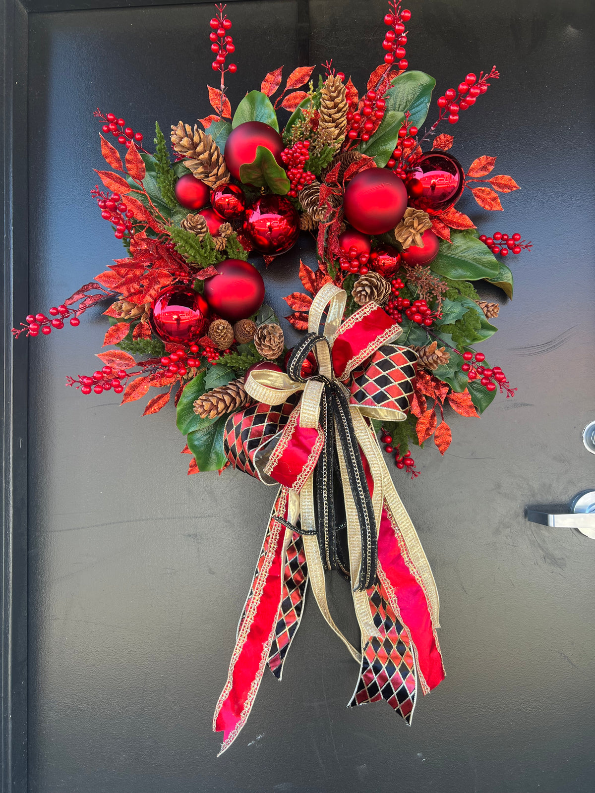 Crimson Harlequin Christmas Wreath ❤️🎄