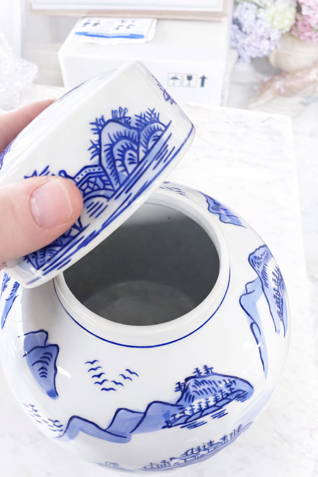 Blue and White Jar with Lid