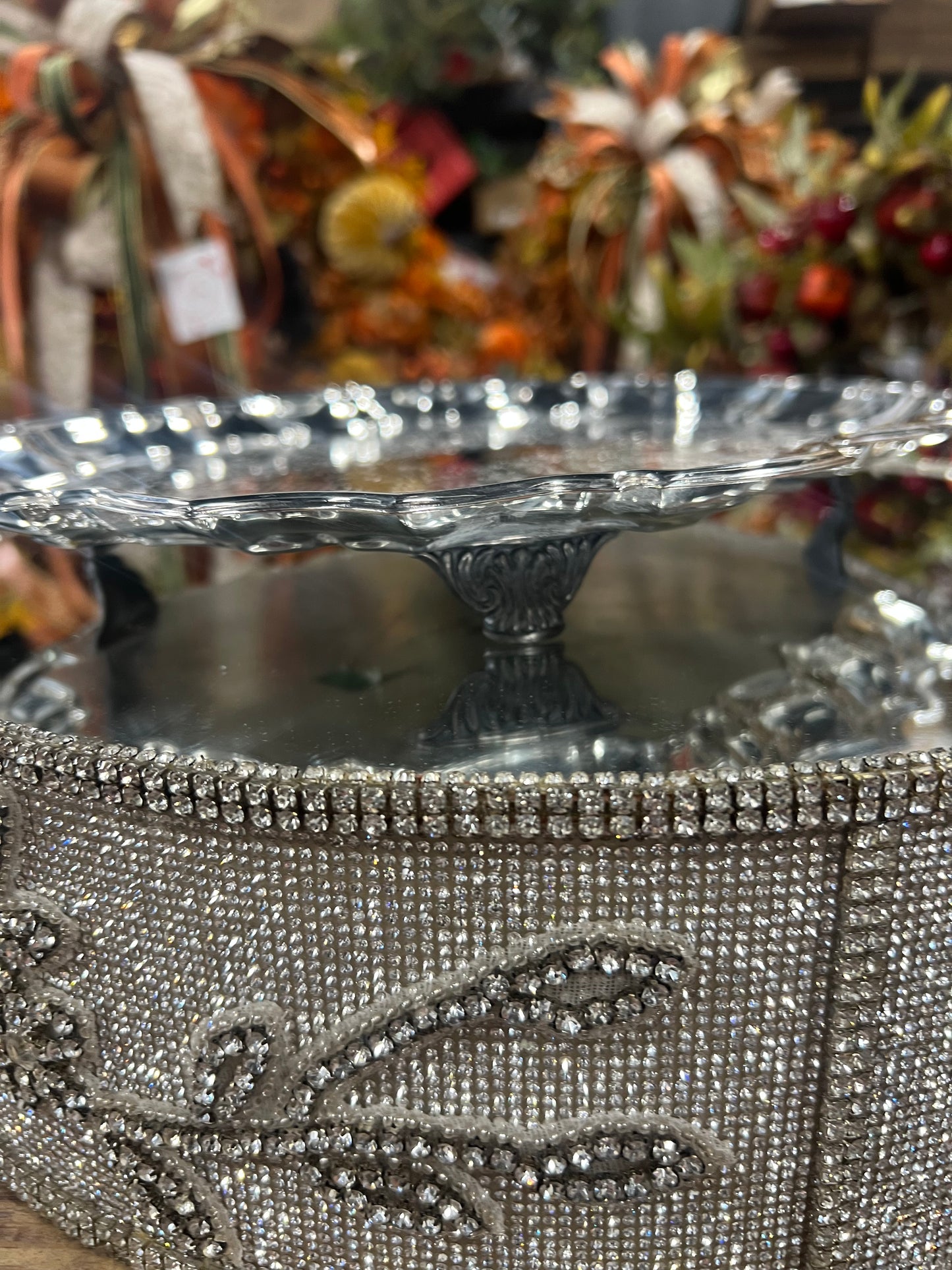 Vintage Silver-Plated Oval Scalloped Footed Tray