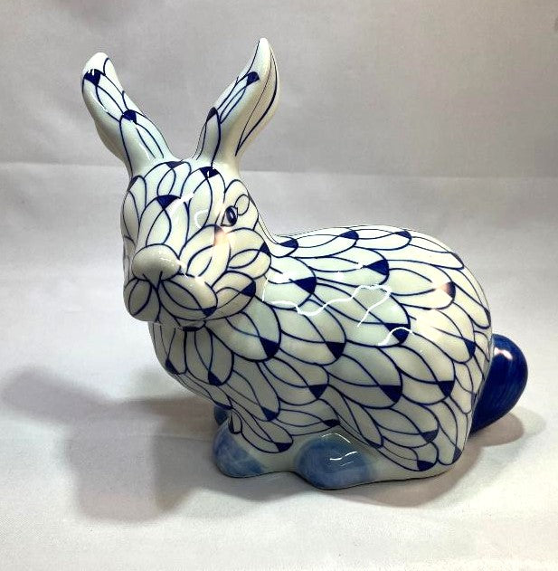 Blue and White Bunny Rabbit, ear up