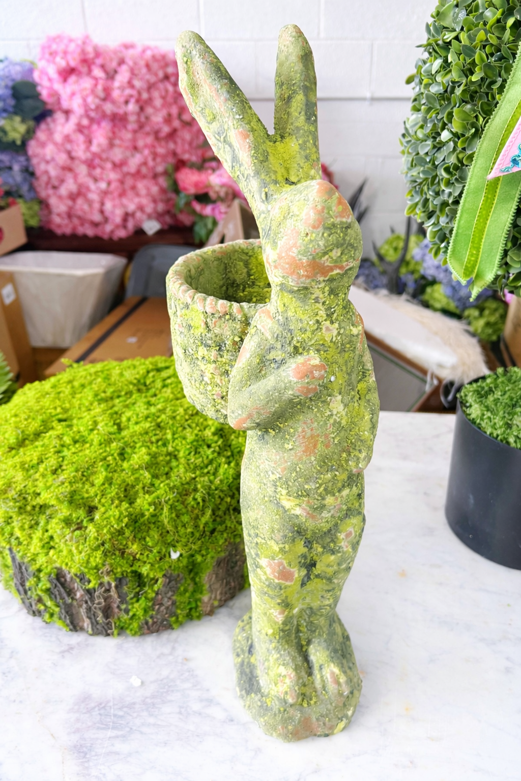 Aged Gathering Bunny with Basket