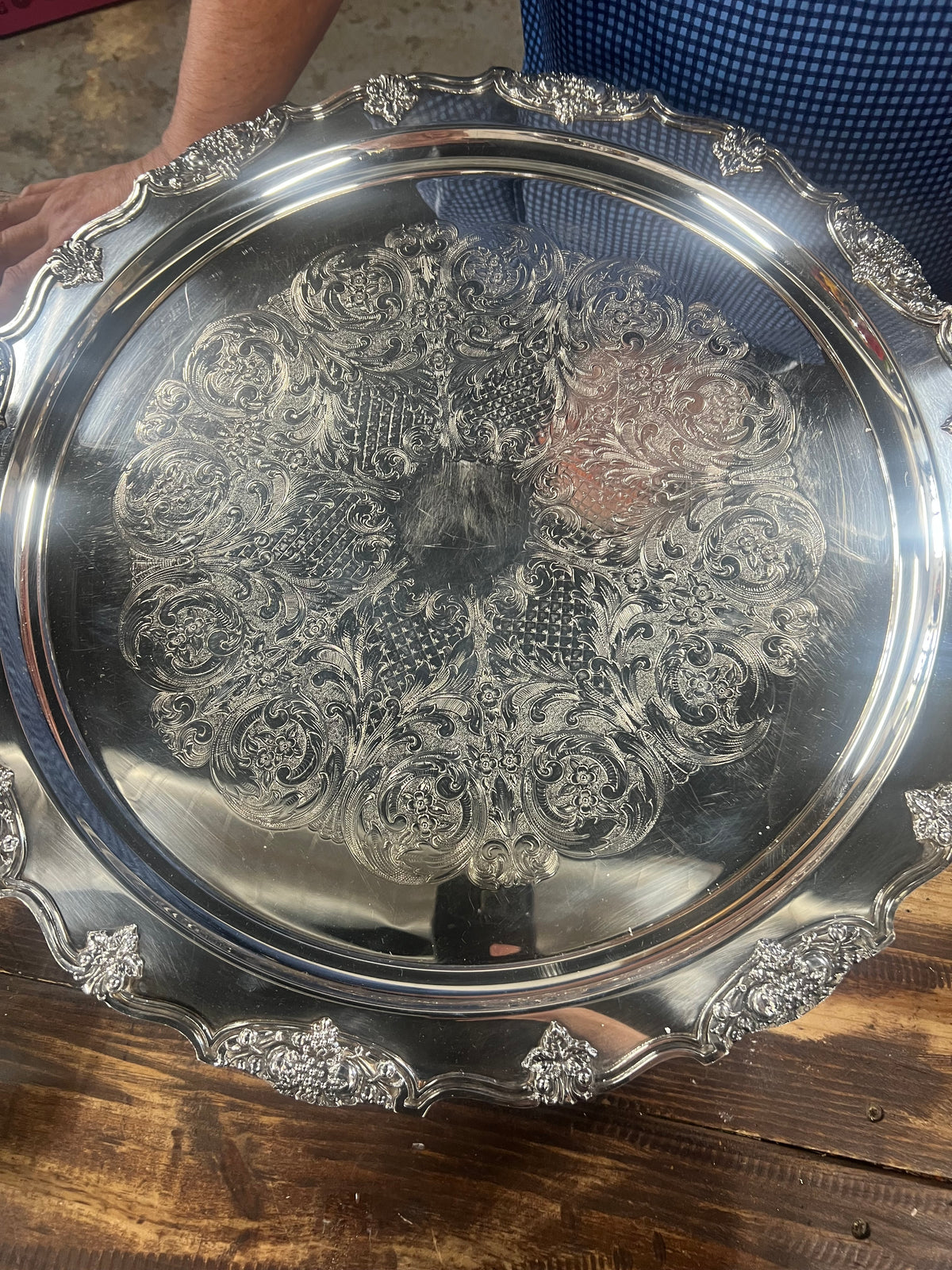 Vintage Silver-Plated Punchbowl with tray and ladle