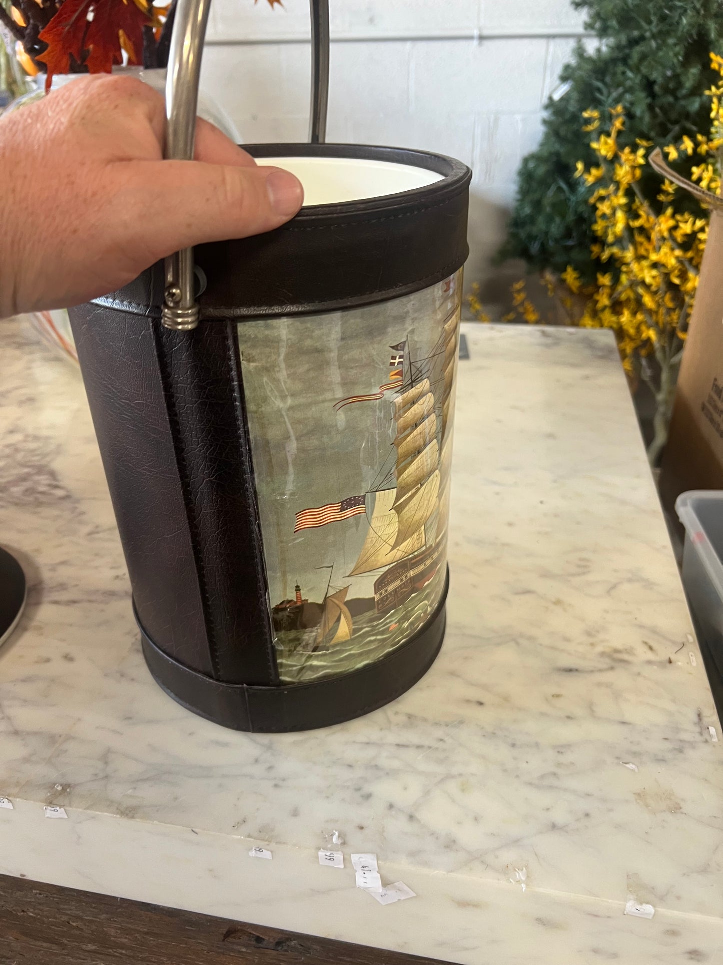 Vintage Ice Bucket with Ship