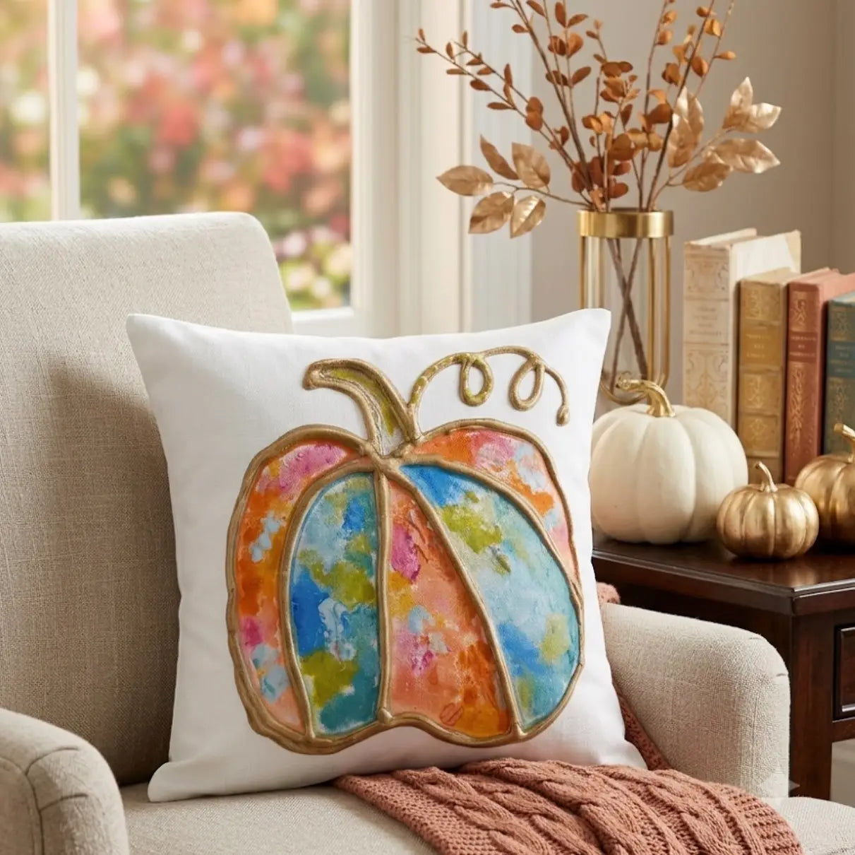 Watercolor Pumpkin Pillow