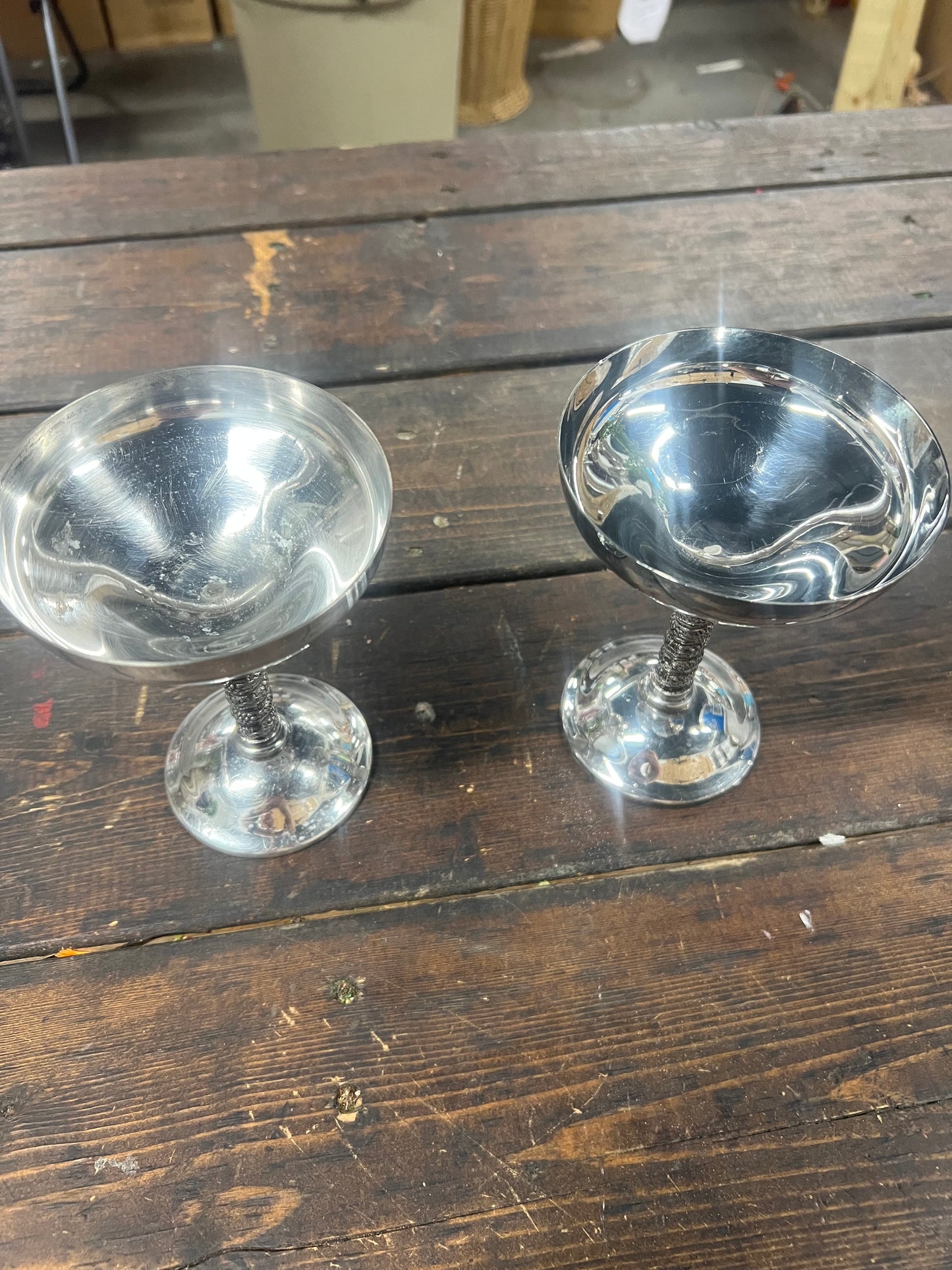 Set of 2 vintage, silver-plated toasting cup