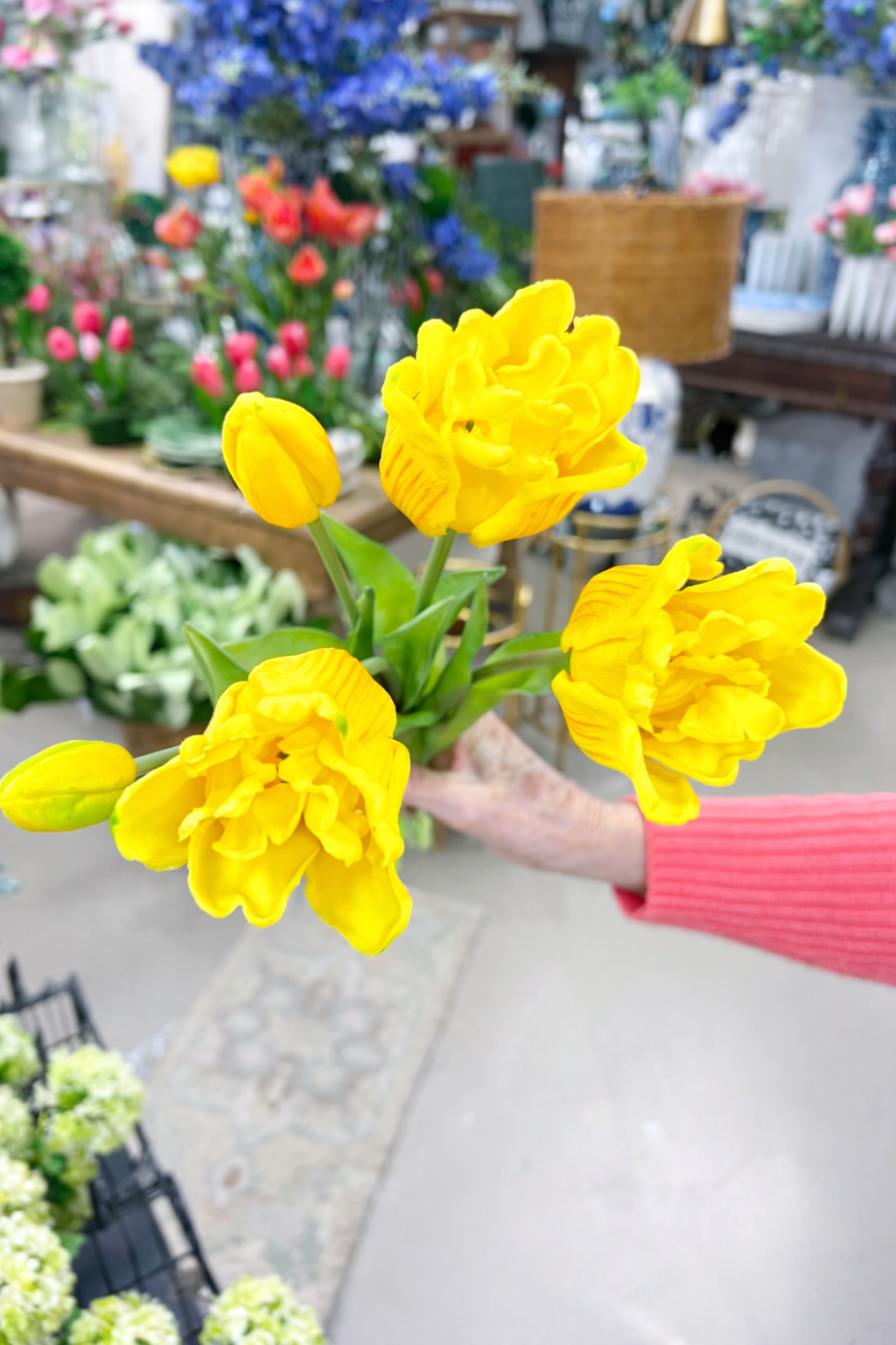 Real touch yellow long tulip bundle
