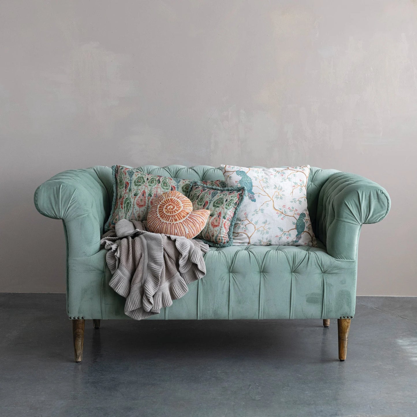 Velvet Lumbar Pillow pattern and eyelash fringe