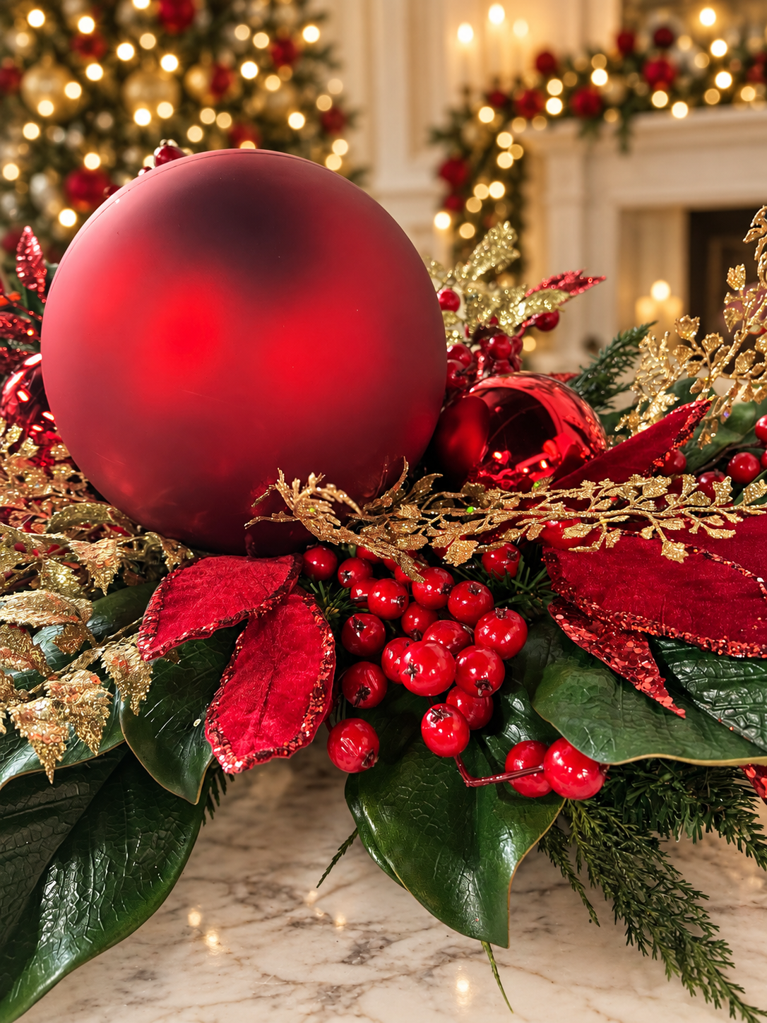 Crimson Majesty Christmas Centerpiece