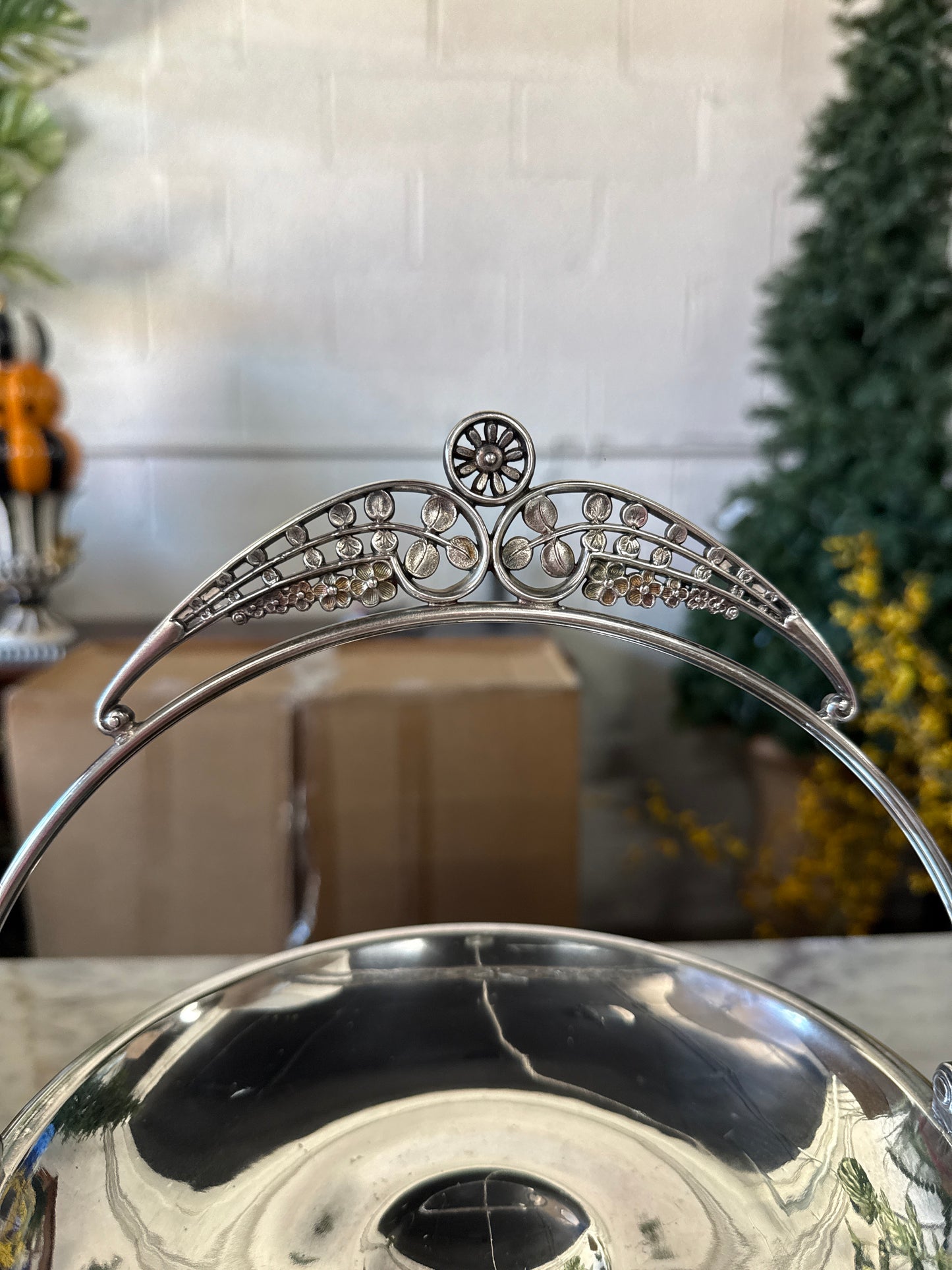 Vintage Silver Plated Bridal Basket 4