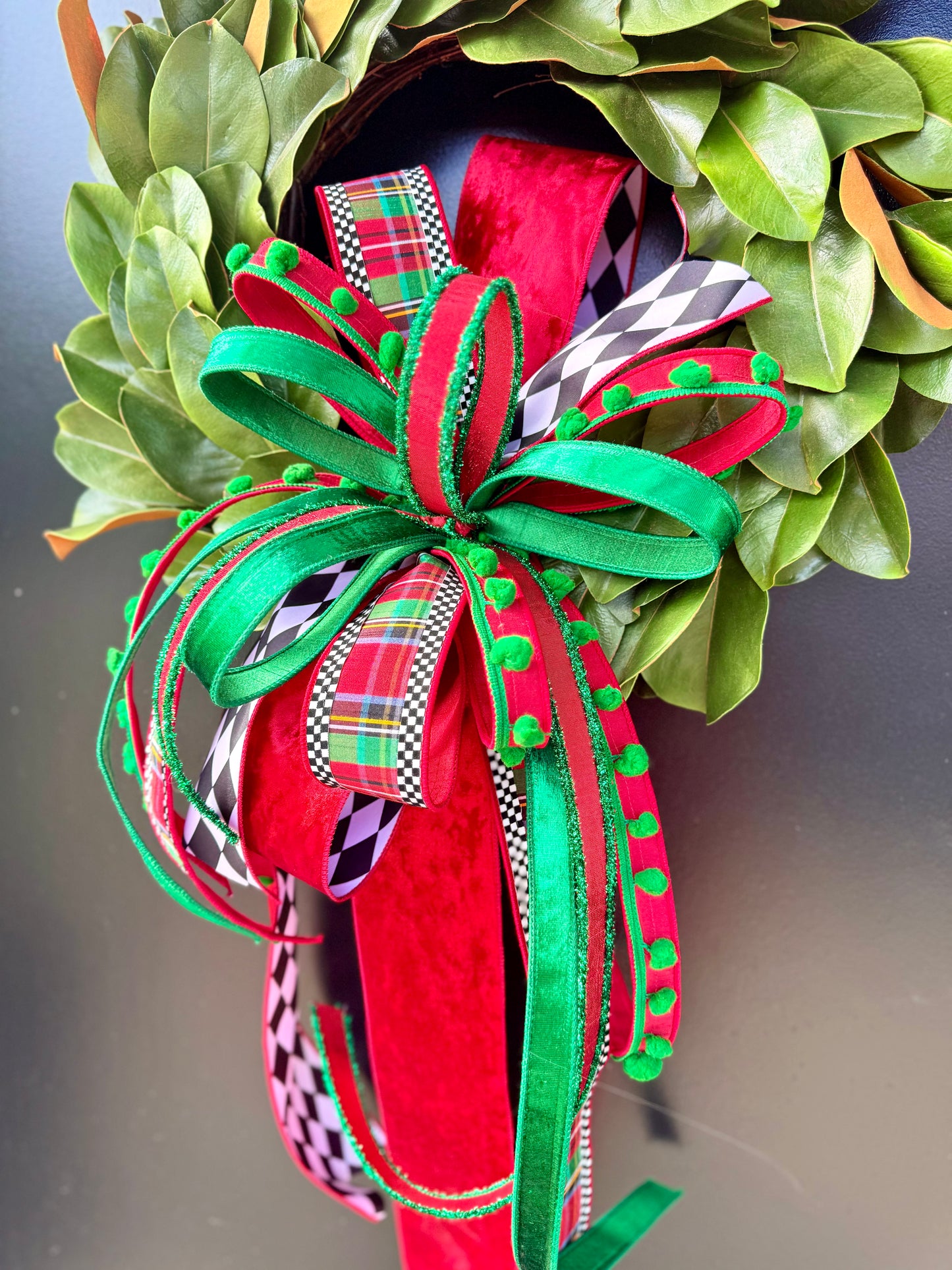 Holly Jolly Plaid Christmas Bow